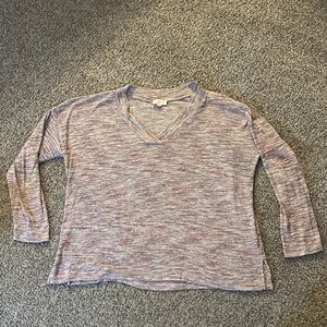 LOFT Pink and Cream Knit Sweater